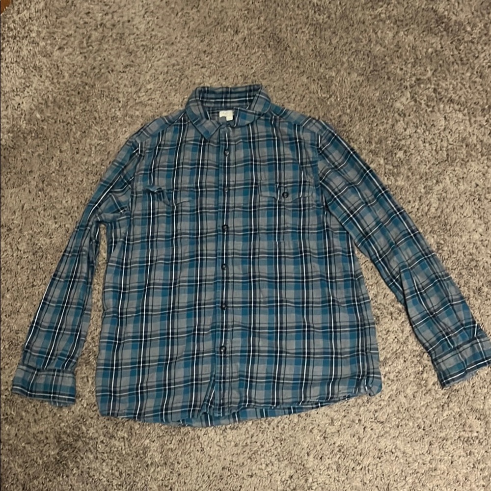 Sonoma Men's Blue Plaid Flannel Button-Down Shirt
